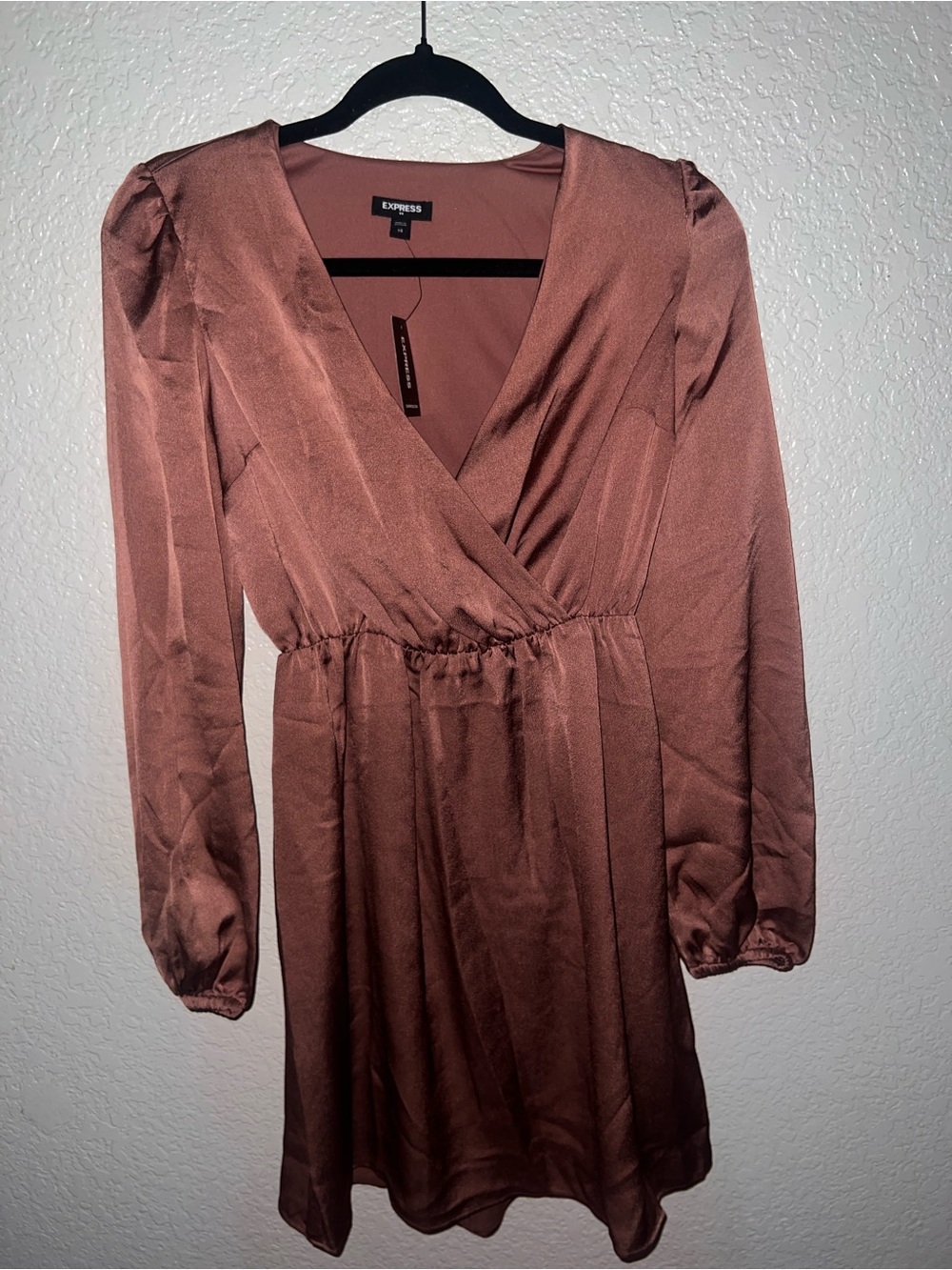 NWT Express Rust V-Neck Long-Sleeve Mini Dress